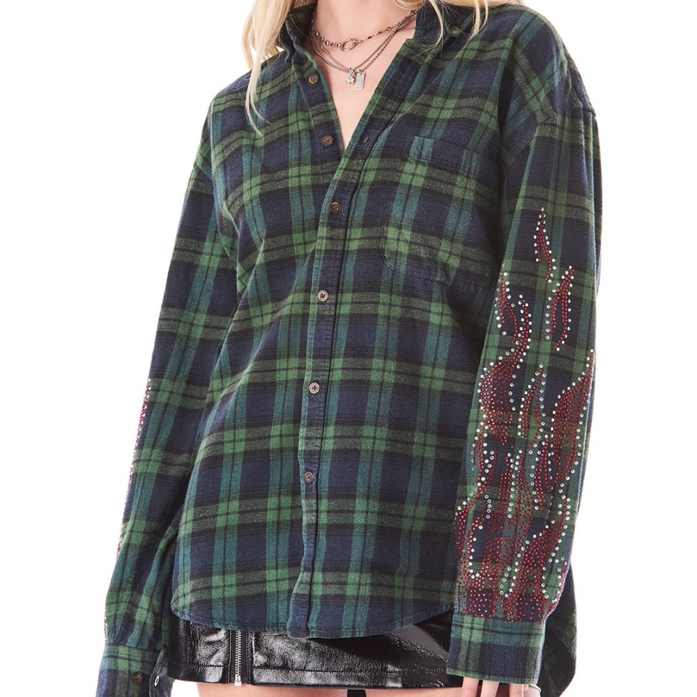 NWT LF Store Flame embellished Flannel L